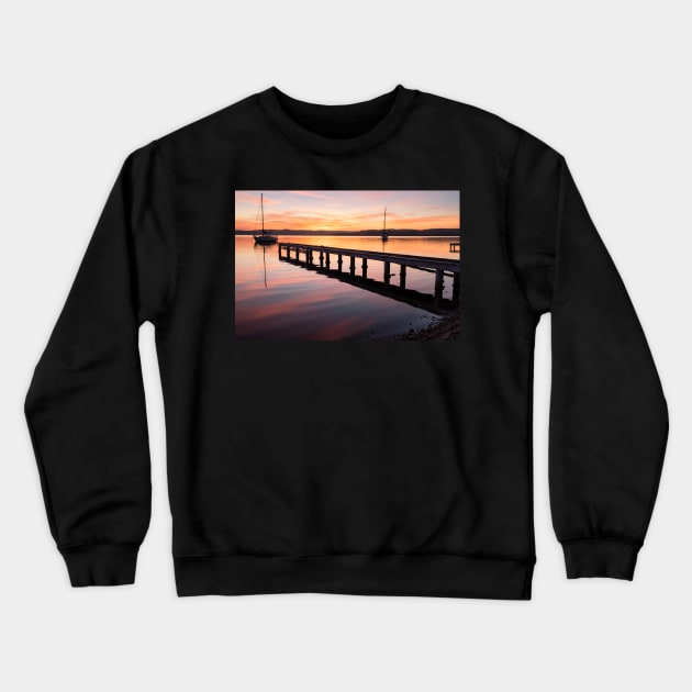 Sunrise On Lake Macquarie Crewneck Sweatshirt by jldunbar